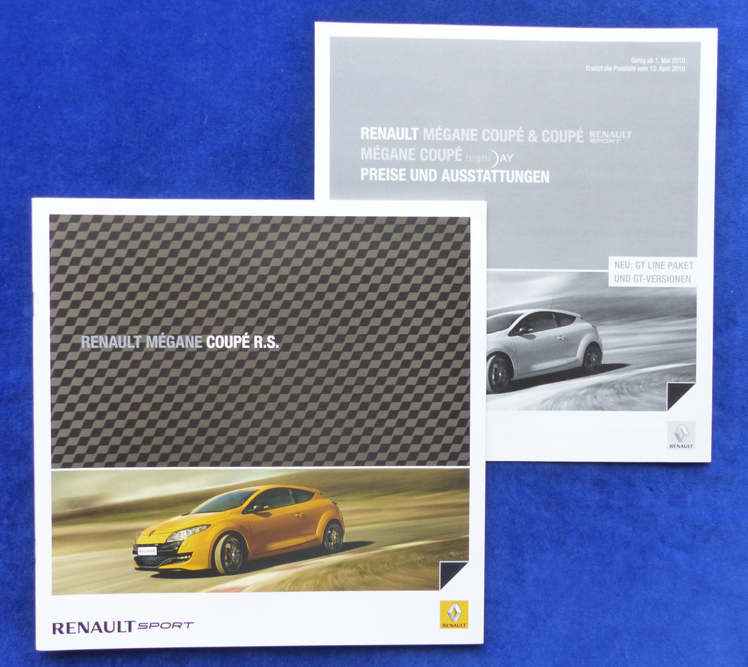Renault Megane Coupe RS Night & Day MJ 2011 - Prospekt + Preisliste 05.2010