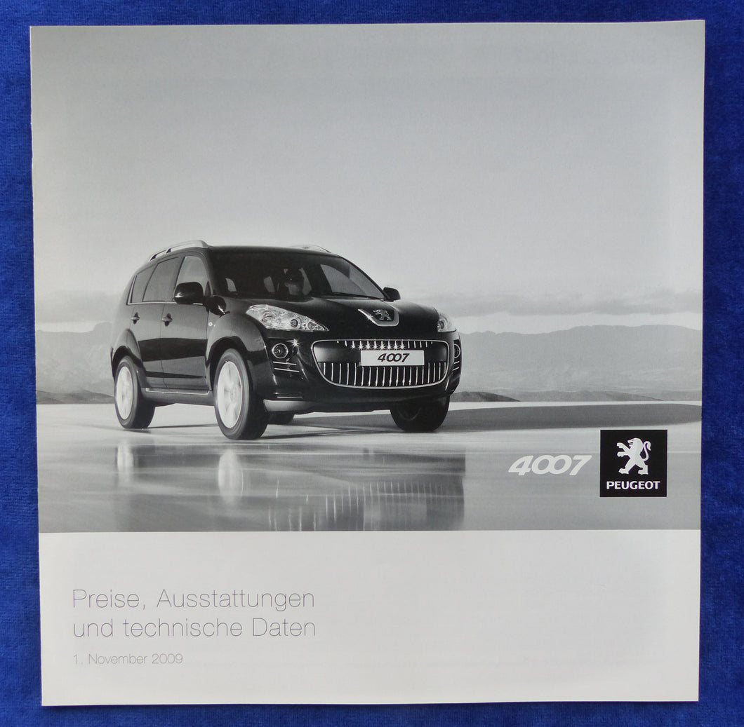 Peugeot 4007 - Preisliste MJ 2010 - Prospekt Brochure 11.2009