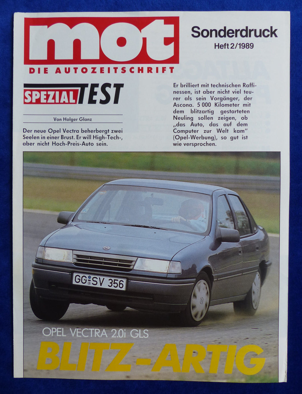 Opel Vectra 2.0i GLS - Test - Sonderdruck mot Heft 2/1989