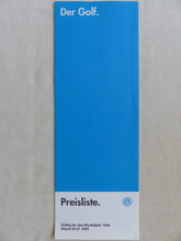 Lade das Bild in den Galerie-Viewer, VW Golf Europe Syncro GTI 16V VR6 - Preisliste - Prospekt Brochure 01.1994
