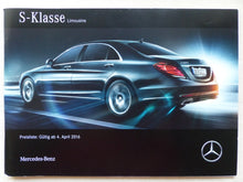 Lade das Bild in den Galerie-Viewer, Mercedes S-Klasse S 600 AMG S65 - Preisliste MJ 2017 - Prospekt Brochure 04.2016
