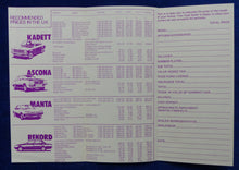 Lade das Bild in den Galerie-Viewer, Opel Prices 1979 Kadett Ascona Manta Rekord - Prospekt Brochure 01.1979 England
