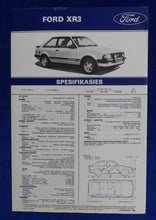 Lade das Bild in den Galerie-Viewer, Ford XR3 - Specifications MY 1983 - Prospekt Brochure 11.1982 Südafrika
