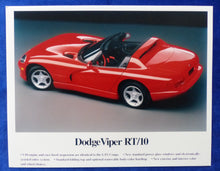 Lade das Bild in den Galerie-Viewer, Dodge Viper RT/10 8.0 V10 456 PS - Pressefoto Foto press photo Picture 1998
