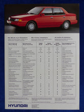 Lade das Bild in den Galerie-Viewer, Hyundai Pony 4-Door Facelift X2 - Prospekt Brochure 1991 Schweiz
