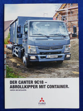 Lade das Bild in den Galerie-Viewer, Fuso Canter 9C18 - Abrollkipper mit Container - Prospekt Brochure 03.2015
