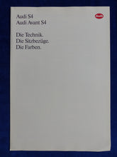 Lade das Bild in den Galerie-Viewer, Audi S4 Avant quattro - Daten Farben Polster MJ 1994 - Prospekt Brochure 07.1993
