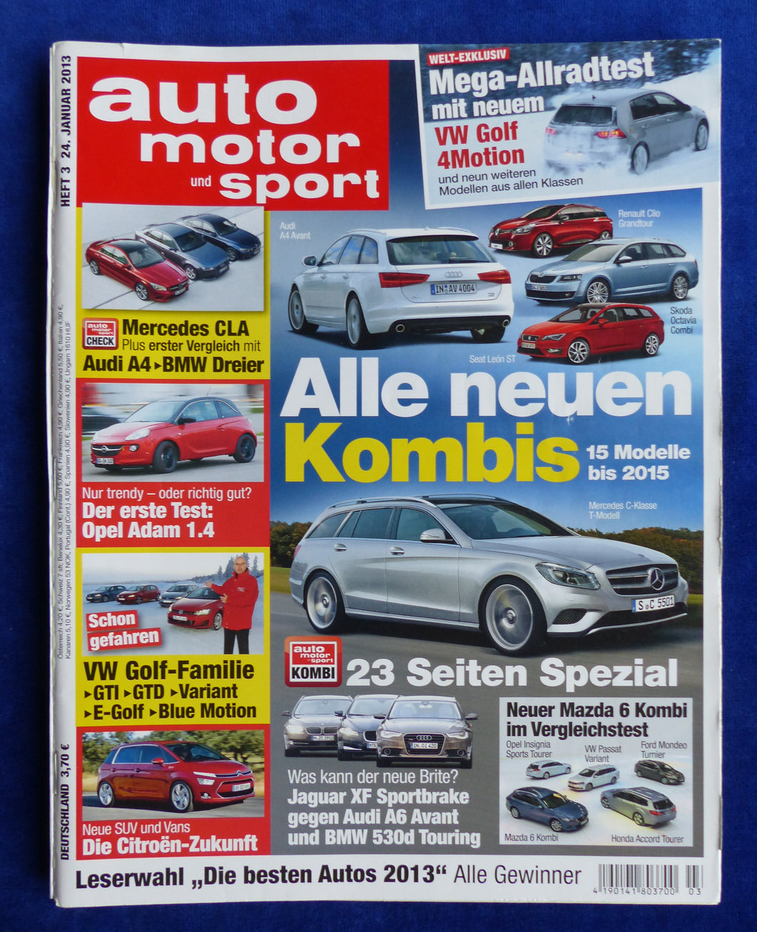 Auto Motor Sport Heft 3/2013 - VW Golf GTI Audi A4 Mercedes CLA Jaguar XF BMW