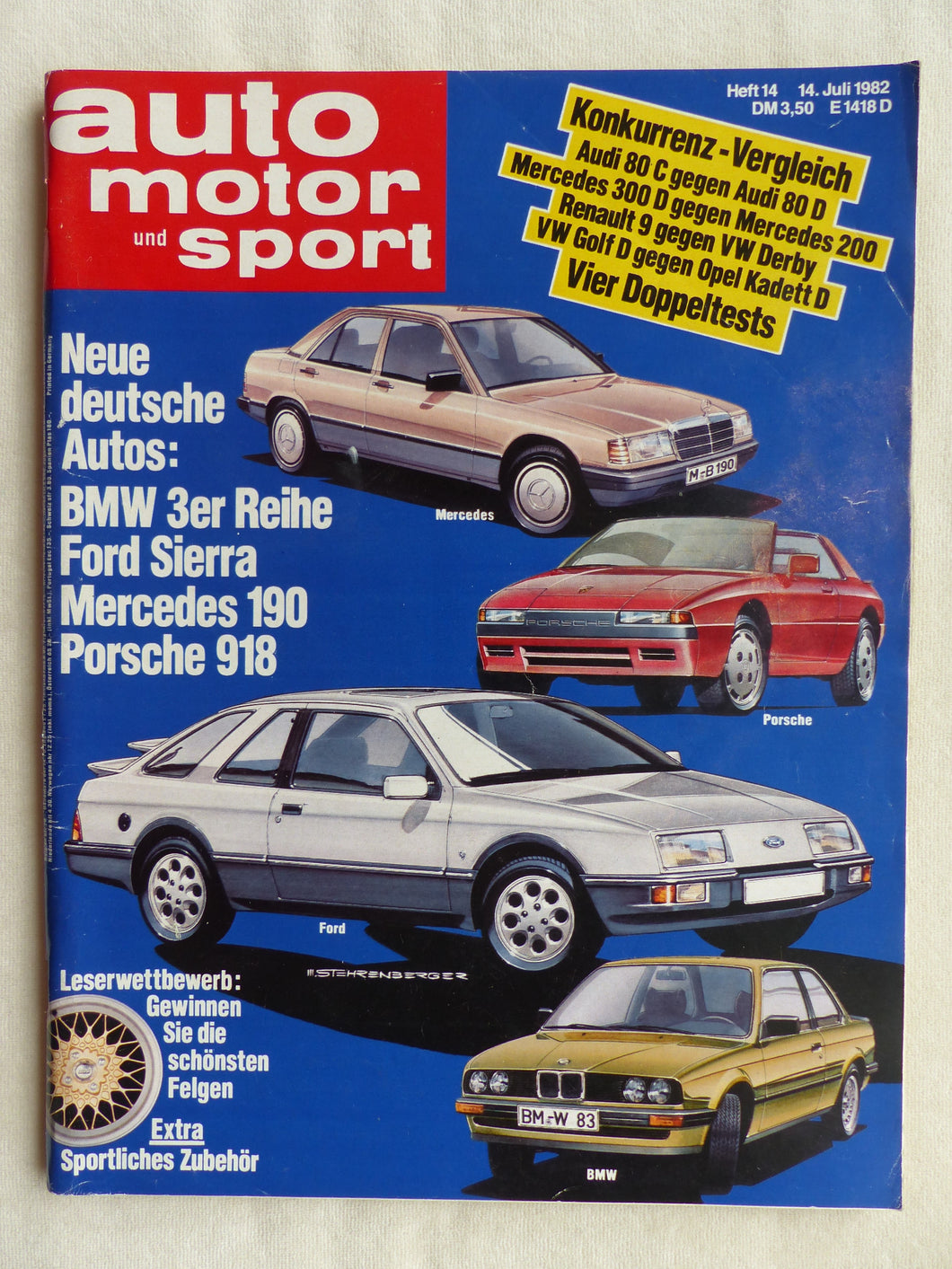 Auto Motor Sport Heft 14/1982 - Porsche VW Golf Mercedes 190 BMW 3er Ford Sierra