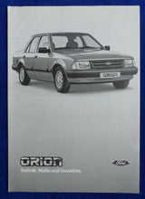 Lade das Bild in den Galerie-Viewer, Ford Orion - Technische Daten MJ 1985 - Prospekt Brochure 03.1985
