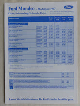 Lade das Bild in den Galerie-Viewer, Ford Mondeo Limousine Turnier MJ 1997 - Prospekt Brochure + Preisliste 11.1996
