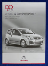 Lade das Bild in den Galerie-Viewer, Citroen C2 Edition 90 Jahre - Preisliste MJ 2010 - Prospekt Brochure 09.2009
