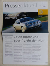 Lade das Bild in den Galerie-Viewer, Opel Vectra - Pressestimmen - Prospekt Brochure 04.2002
