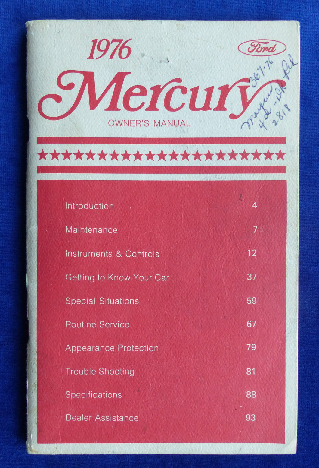 Ford 1976 Mercury - US-Betriebsanleitung Handbuch Owner's Manual 11.1975 USA