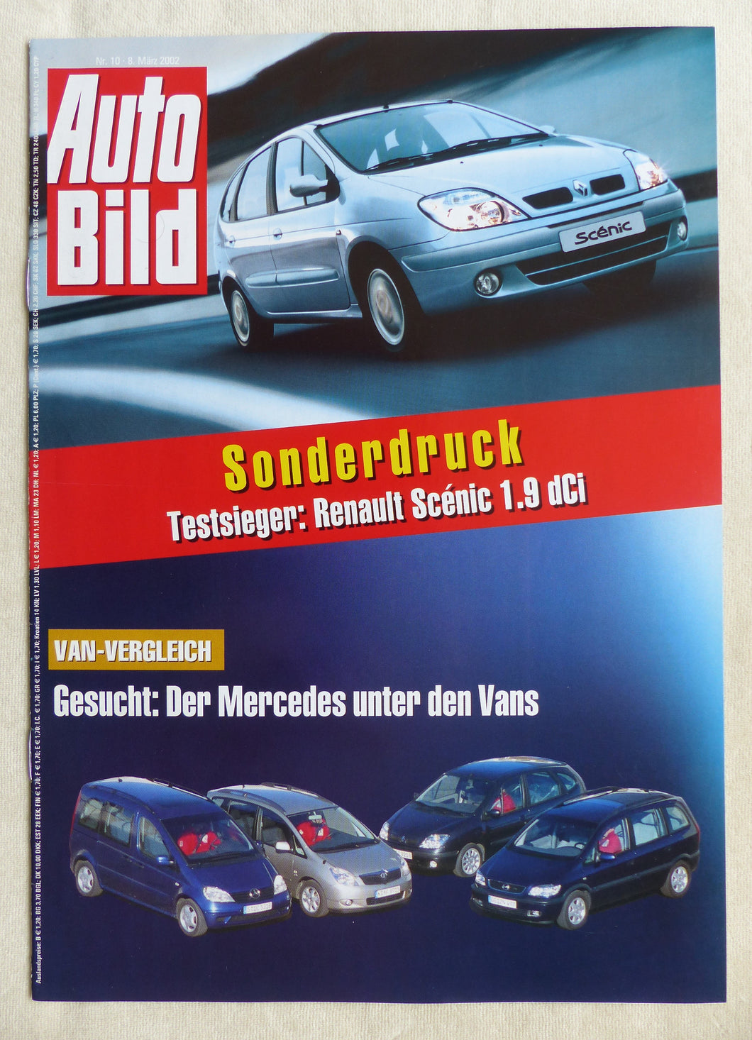 Renault Scenic Opel Zafira Mercedes - Vergleich - Sonderdruck Auto Bild 10/2002