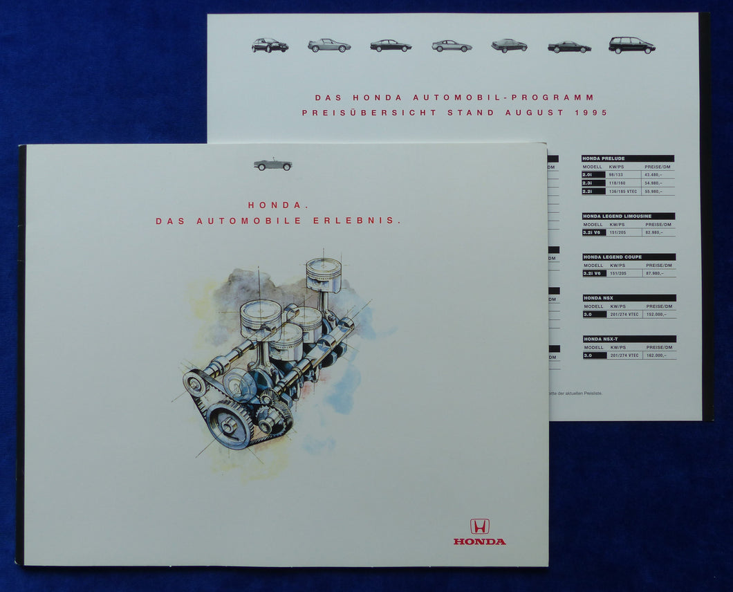 Honda Auto Erlebnis Historie Technik Vision - Prospekt + PKW-Preisliste 08.1995