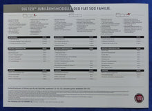 Lade das Bild in den Galerie-Viewer, Fiat 500 500L 500X 120th Jubiläumsmodelle - Prospekt Preisliste Brochure 2019
