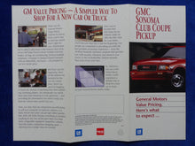 Lade das Bild in den Galerie-Viewer, GMC Sonoma Club Coupe Pickup - Value Pricing - US-Prospekt Brochure 1995 USA
