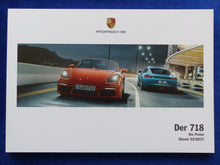 Lade das Bild in den Galerie-Viewer, Porsche 718 Boxster Cayman - Preisliste MJ 2018 - Prospekt Brochure 03.2017
