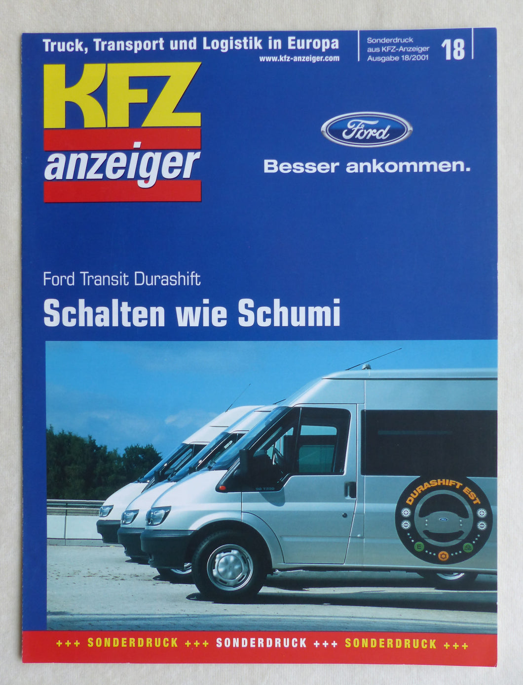 Ford Transit Durashift - Fahrbericht - Sonderdruck KFZ Anzeiger 18/2001