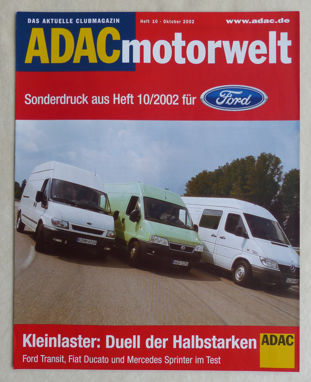 Ford Transit Fiat Ducato MB Sprinter - Test - Sonderdruck ADAC motorwelt 10/2002
