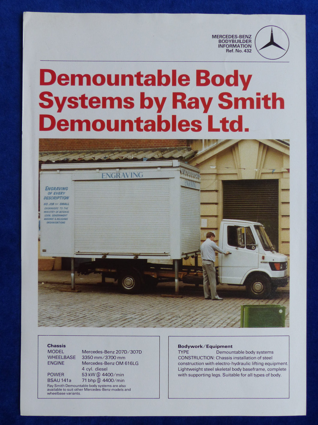 Mercedes 307 D Demountable Body Systems - UK-Prospekt Brochure 80er England