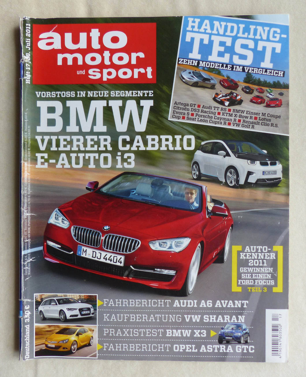 Auto Motor Sport Heft 17/2011 - BMW 4er i3 Maserati Gran Cabrio Audi A6 Opel AMG