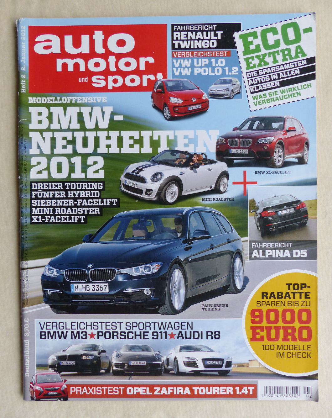 Auto Motor Sport Heft 2/2012 - Porsche 911 BMW M3 Audi R8 Mini Roadster Alpina