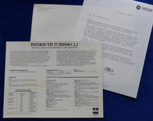Lade das Bild in den Galerie-Viewer, Plymouth 1982 Turismo 2.2 Dealer-Information - US-Prospekt Brochure 02.1982 USA
