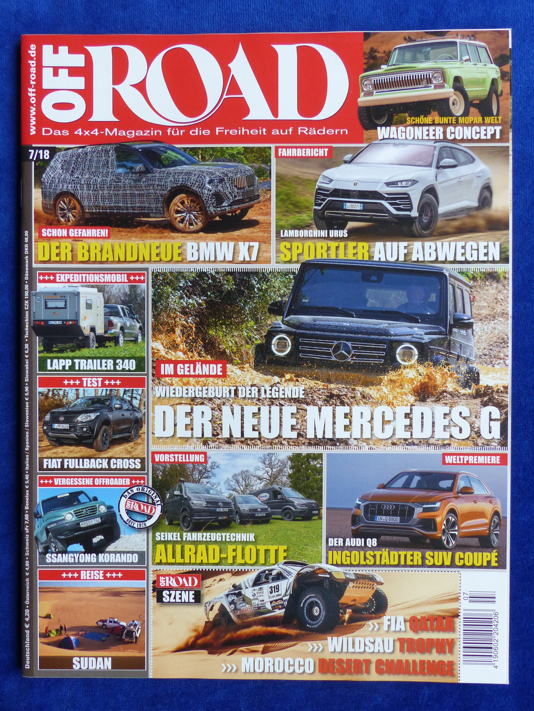 Off Road Magazin 7/2018 - 4x4 VW T6 Mercedes G-Klasse Fiat Fullback Audi Q8 BMW