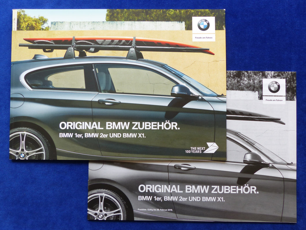BMW 1er 2er X1 Original Zubehör MJ 2018 - Prospekt Brochure + Preisliste 07.2017