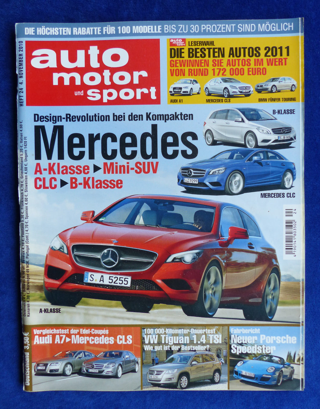 Auto Motor Sport Heft 24/2010 - Mercedes CLS Audi S7 Porsche Speedster Lotus
