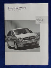 Lade das Bild in den Galerie-Viewer, Opel Meriva - Preisliste MJ 2003 - Prospekt Brochure 02.2003
