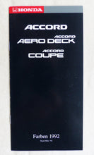 Lade das Bild in den Galerie-Viewer, Honda Accord Limousine Aero Deck Coupe - Farben 1992 - Prospekt Brochure 03.1992
