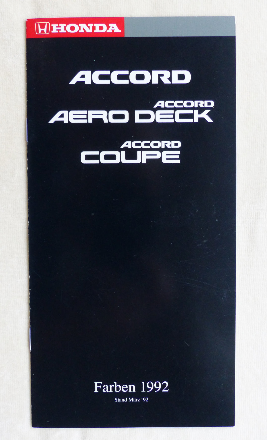 Honda Accord Limousine Aero Deck Coupe - Farben 1992 - Prospekt Brochure 03.1992