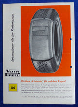 Lade das Bild in den Galerie-Viewer, Veith-Pirelli Cinturato Reifen Größen PKW - Presse-Information Nr. 106 von 1965
