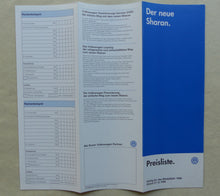 Lade das Bild in den Galerie-Viewer, VW Sharan Carat VR6 - Preisliste MJ 1996 - Prospekt Brochure 12.1995
