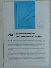 Lade das Bild in den Galerie-Viewer, ATE Scheibenbremsen S 2/38 2/48 2/57 für PKW - Prospekt Brochure 60er-Jahre
