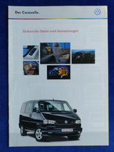 Lade das Bild in den Galerie-Viewer, VW Bus T4 Caravelle - Daten &amp; Ausstattungen MJ 2000 - Prospekt Brochure 10.1999
