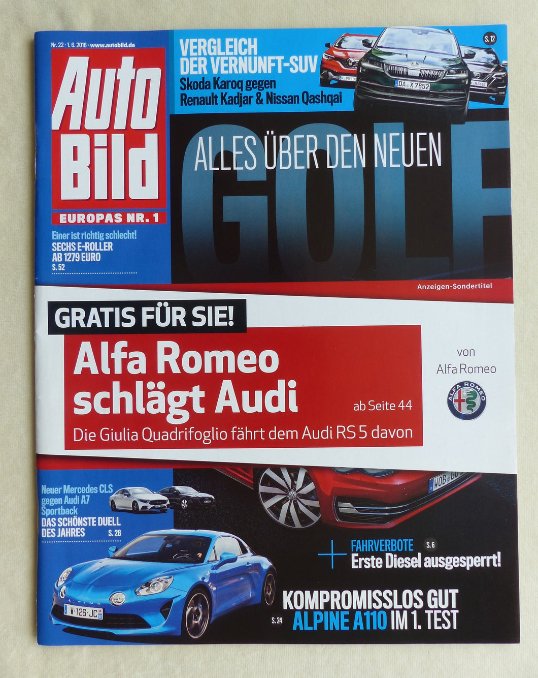 Alfa Romeo Giulia Audi RS5 Alpine A110 - Sonderdruck Auto Bild 22/2018