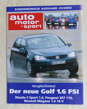 Lade das Bild in den Galerie-Viewer, VW Golf Mazda 3 Peugeot 307 Renault Megane - Test - Sonderdruck AMS Heft 23/2003
