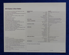 Lade das Bild in den Galerie-Viewer, Volkswagen 1974 Passat Dasher 2-Door Sedan - US-Prospekt Brochure 1973
