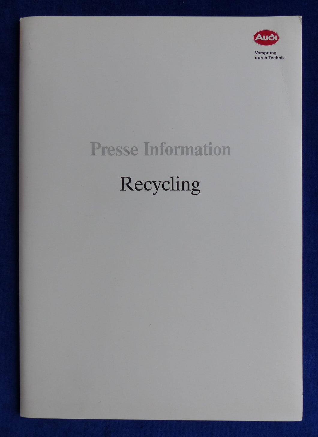 Audi Recycling Altfahrzeuge PKW - Pressemappe press-kit IAA Frankfurt 09.1991