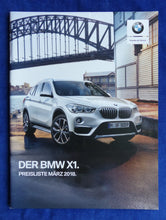 Lade das Bild in den Galerie-Viewer, BMW X1 xDrive 25i 18d Typ F48 - Preisliste MJ 2018 - Prospekt Brochure 03.2018
