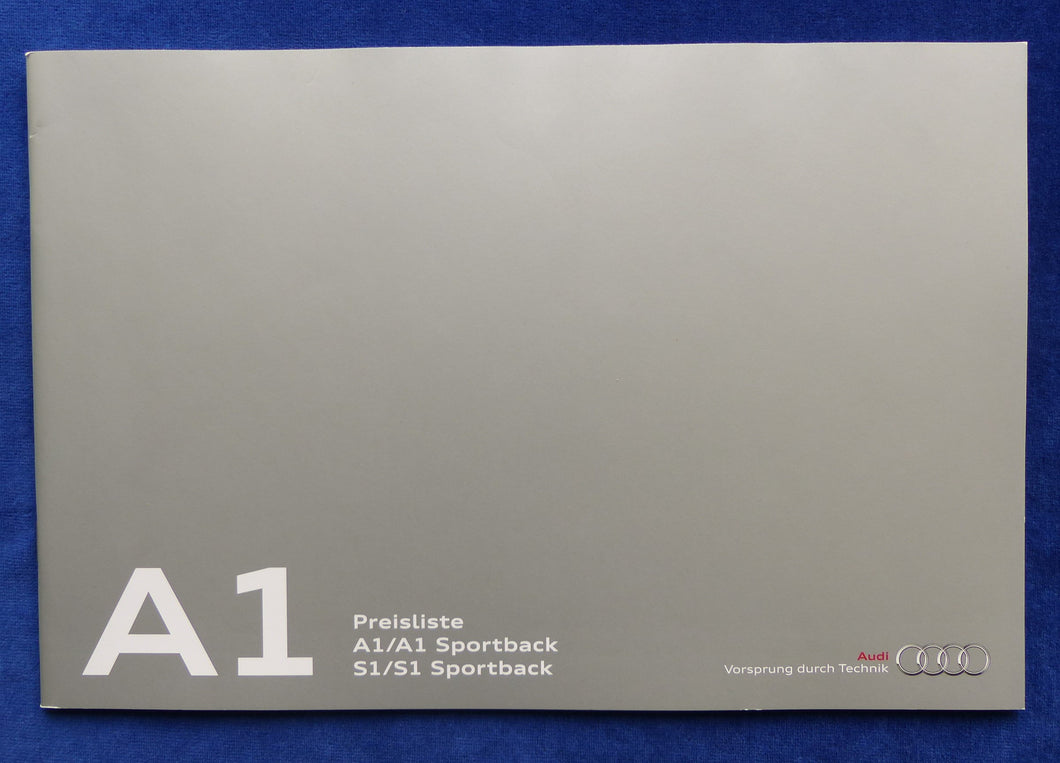 Audi A1 S1 Sportback - Preisliste MJ 2014 - Prospekt Brochure 03.2014