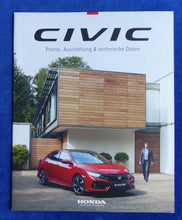Lade das Bild in den Galerie-Viewer, Honda Civic - Preisliste MJ 2017 - Prospekt Brochure 01.2017
