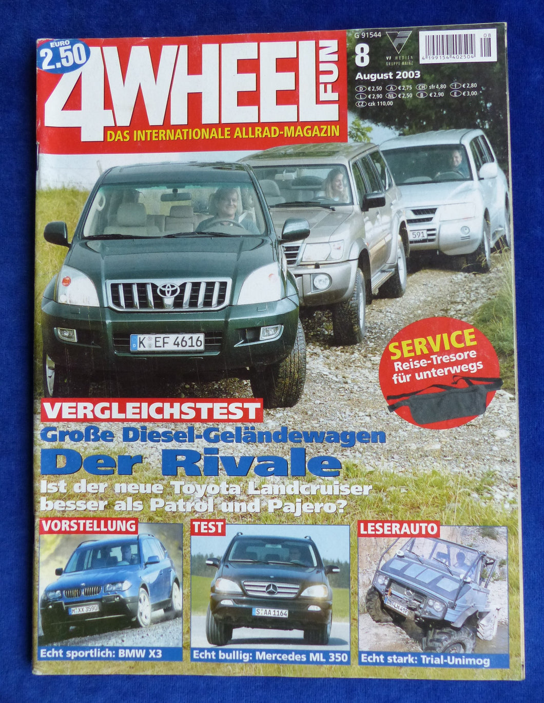 4 Wheel Fun Geländewagen Magazin 8/2003 - Toyota Nissan Mitsubishi BMW Mercedes