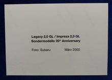 Lade das Bild in den Galerie-Viewer, Subaru Legacy &amp; Impreza 20th Anniversary - Original Pressefoto 03.2000
