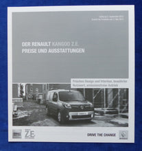 Lade das Bild in den Galerie-Viewer, Renault Kangoo Z.E. MJ 2014 - Prospekt Brochure + Preisliste 09.2013
