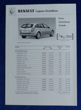 Lade das Bild in den Galerie-Viewer, Renault Laguna Grandtour - Preisliste MJ 2002 - Prospekt Brochure 09.2001
